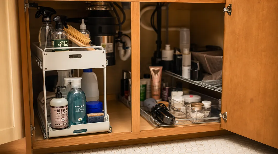 Pull-Out Under-Sink Organizer vs Static Shelf: Which Fixes a Cluttered Bathroom Cabinet